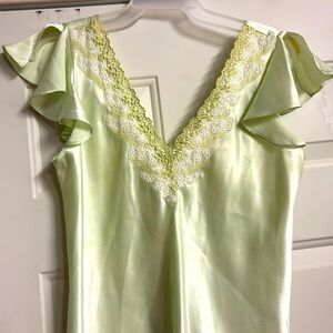 Sage green slip dress, sleepwear